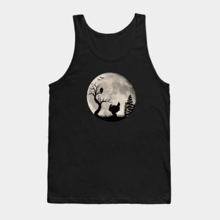 Romantic turkey with bat and owl in the moonlight full moon Tank Top